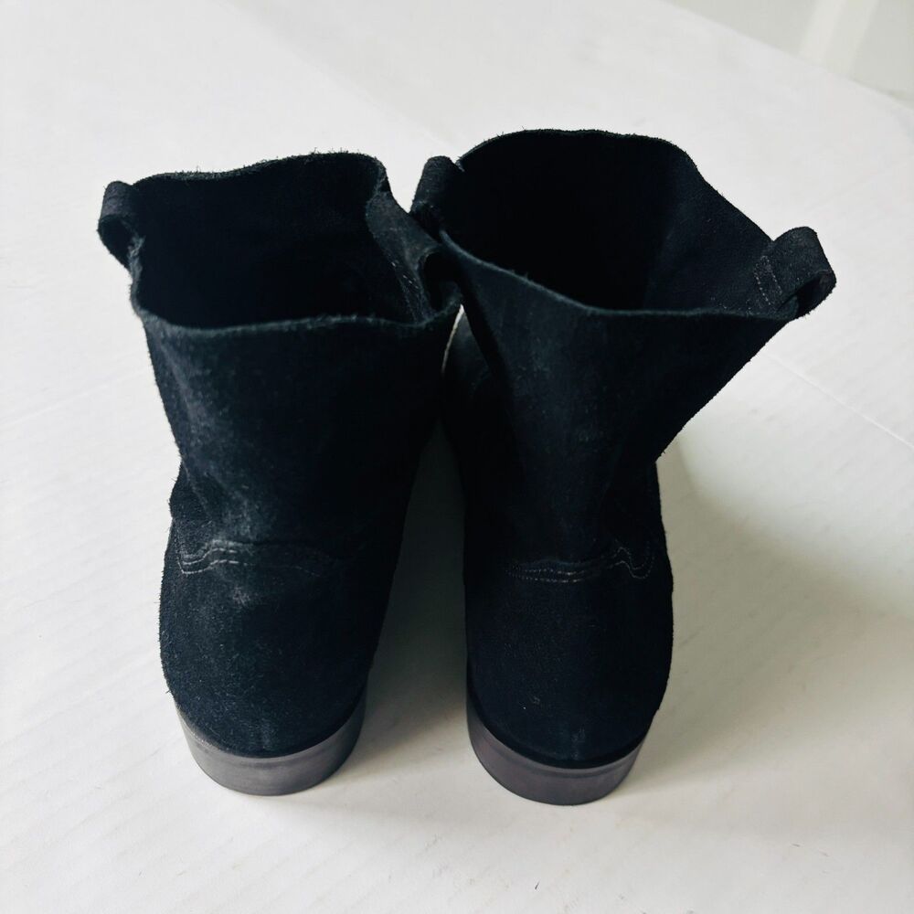Gianni Bini Black Suede Slouchy Ankle Pull On Boots Flat Round Toe Women 9M Boho - Picture 7 of 11